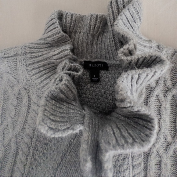 Talbots Cable Knit Button Cardigan Sweater | Gray - Picture 4 of 4